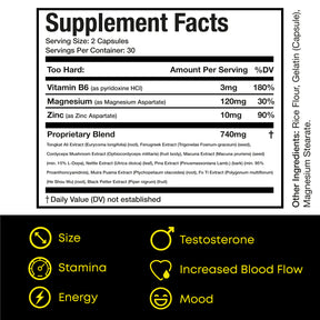 TOO HARD MALE ENHANCEMENT SUPPLEMENT - 60 count